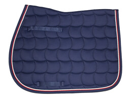 Saddle pad navy / white and red cord pipings