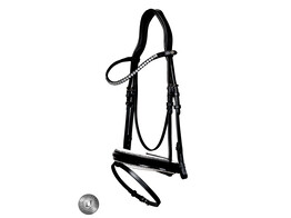 Pro Selected bridon Sunline Silver - muserolle dressage avec cuir vernie